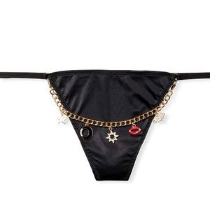 Victoria’s Secret Gold Chain Charms V String Panty Small